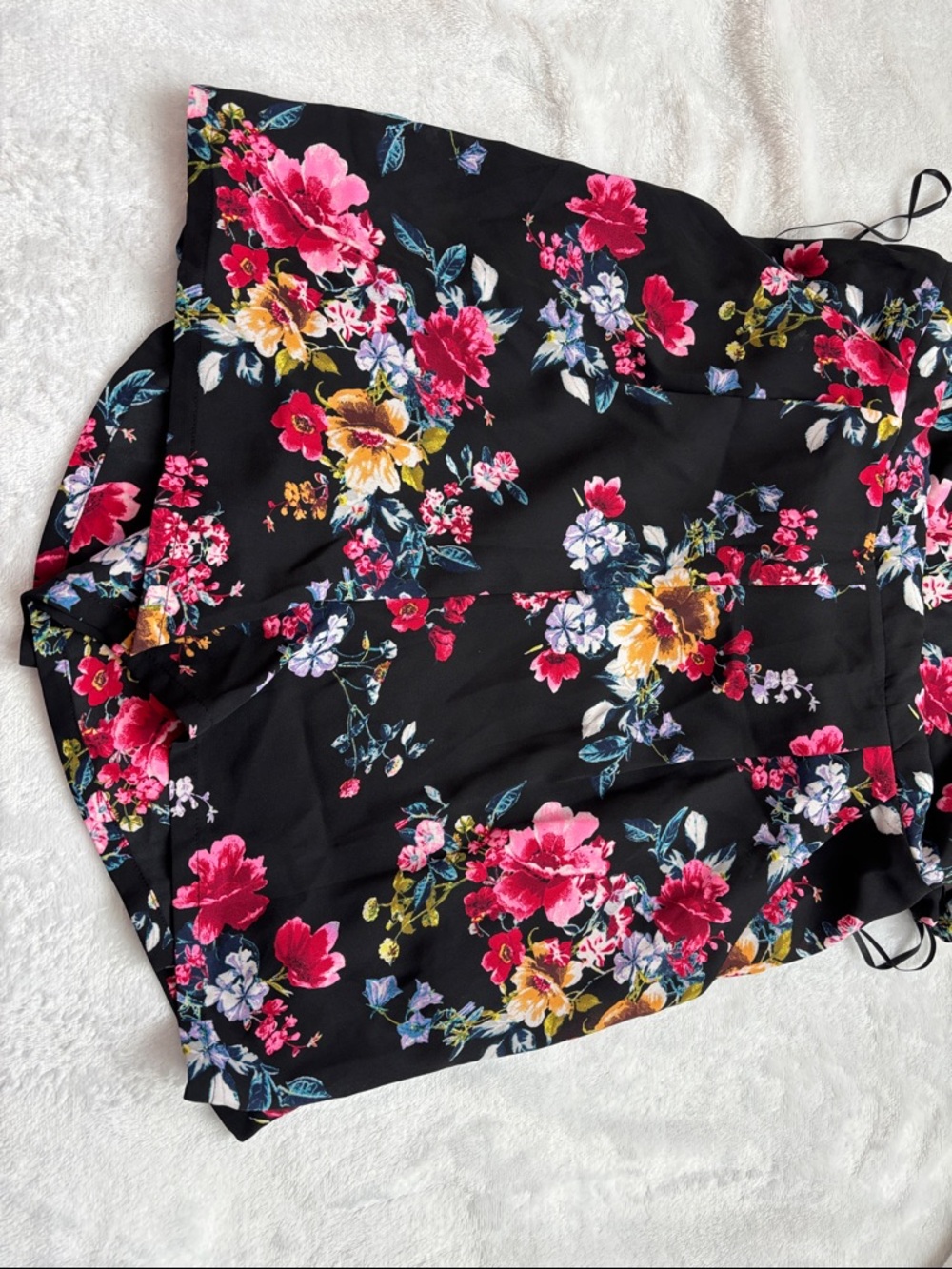 Express Black One-Shoulder Floral Wrap Dress - Picture 2 of 3